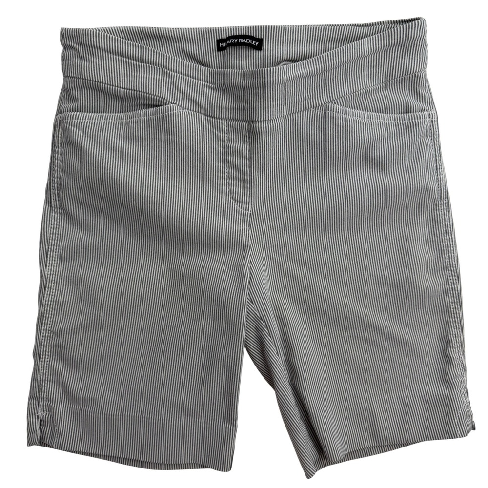 Hilary Radley Pinstripe Shorts Black White Pull On Stretch Nautical 10